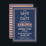Hebräischer Name Bat Mitzvah Navy Blue Pink Rose G Save The Date<br><div class="desc">Laden Sie Familie und Freunde zu einer eleganten Fledermausmitzvah Zeremonie und Feiern für sie mit dieser marineblauen, blauen und rosa Rosengoldeinladung Save the Date. Der gesamte Text ist einfach zu verändern, sodass er jeden beliebigen Wortlaut in Bezug auf den Dienst, die Tora-Lektüre und das Party enthalten kann. Design-Features ebrew und...</div>