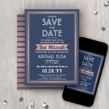 Hebräischer Name Bat Mitzvah Navy Blue Pink Rose G