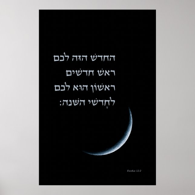 Hebräischer Rosh Chodesh New Moon Torah Zitat Exod Poster (Vorne)