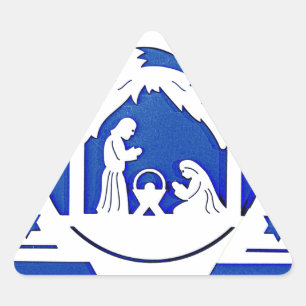 HEBRÄISCHER STERN MIT GEBURT CHRISTIS-WEIHNACHTEN DREIECKIGER AUFKLEBER