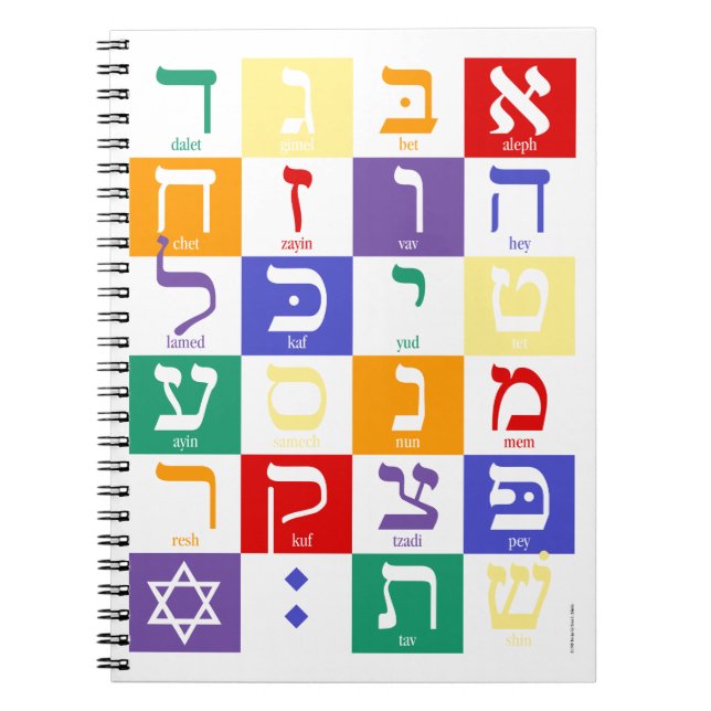 Hebräisches Alphabet-Regenbogen-Notizbuch Notizblock (Vorderseite)