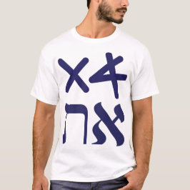 Hebrew Aleph Tav Paleo-Hebrew Navy Typografie T-Shirt