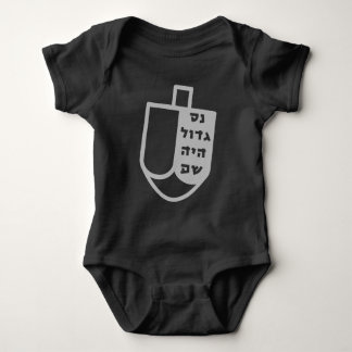 Hebrew Nes Gadol Haya Sham Dreidel Hanukkah Baby Strampler