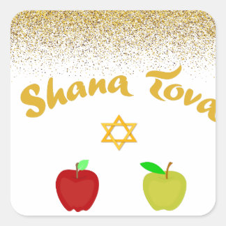 Hebrew Shana Tova Star David Quadratischer Aufkleber