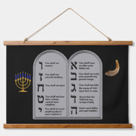 HEBREW-ZEHN-ANTRÄGE WANDTEPPICH MIT HOLZRAHMEN
