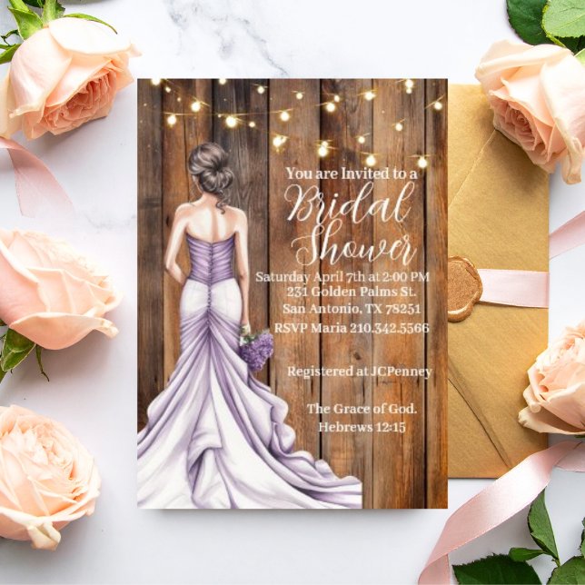 Hebrews 12:15 Graceful Bridal Shower Invitation Einladung (Personalize this graceful bridal shower invitation with love from the Bible verse from Hebrews 12:15)