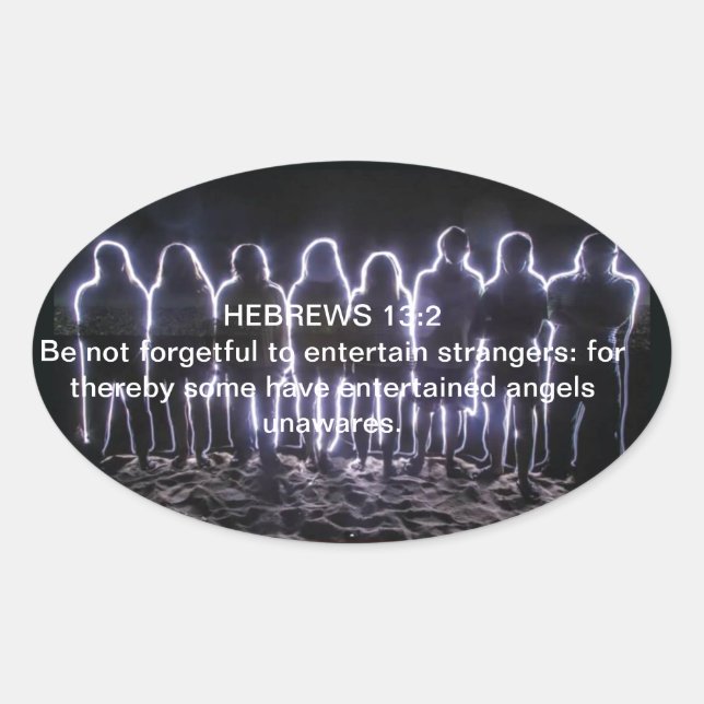 HEBREWS 13:2 ENTERTAINENANGELN OVALER AUFKLEBER (Vorderseite)