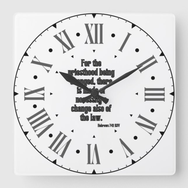 Hebrews 7:12 KJV Quadratische Wanduhr (Vorderseite)