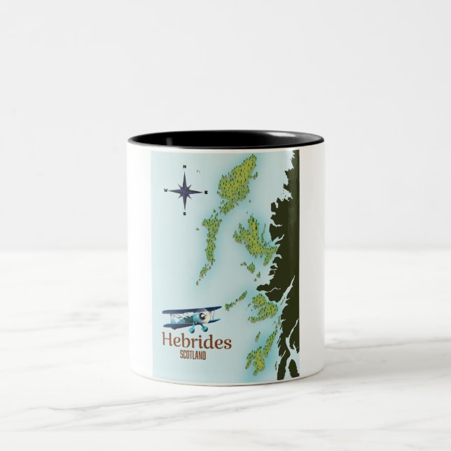 Hebrides Schottland Reisekarte. Zweifarbige Tasse (Mittel)