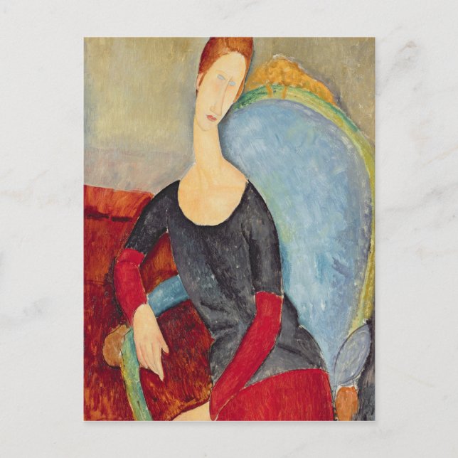 Hebuterne in a Blue Chair, 1918 Postkarte (Vorderseite)
