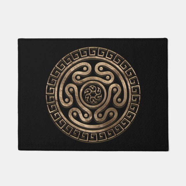Hecate Wheel Black und Gold Fußmatte (Vorderseite)
