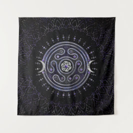 Hecate Wheel Ornament mit Amethyst und Silber Wandteppich