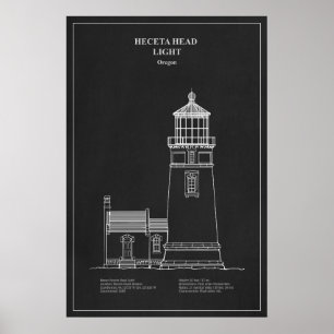 Heceta Head Leuchtturm - Oregon – PD Poster