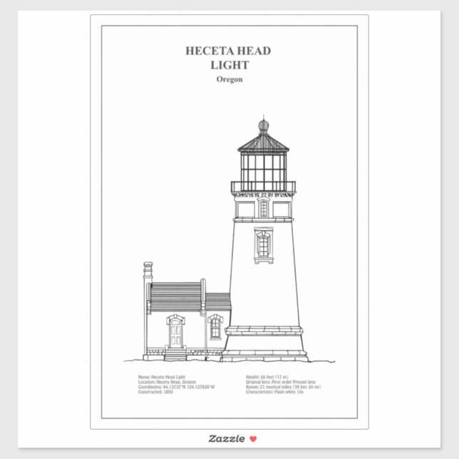 Heceta Head Lighthouse - Oregon - BD Aufkleber (Blatt)
