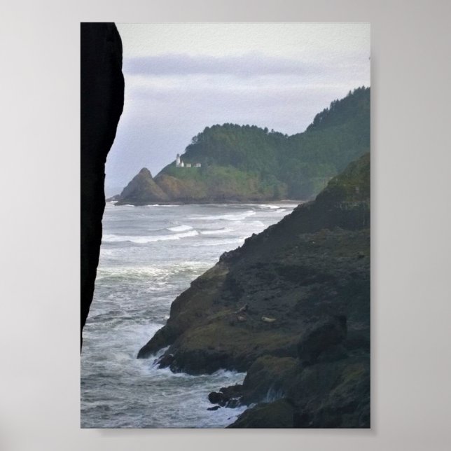 Heceta Head Lighthouse & Sea Lions, OR Poster (Vorne)
