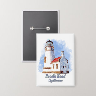 Heceta Head Lighthouse Watercolor - Oregon Button