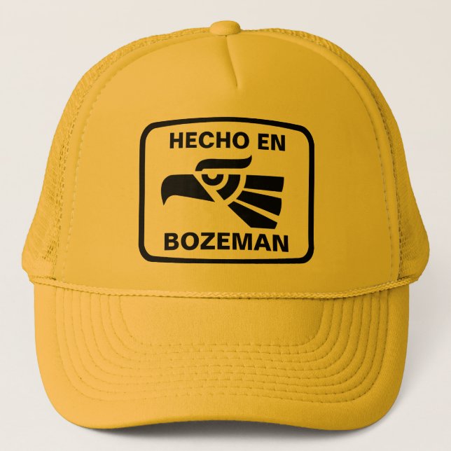 Hecho en Bozeman personalizado Gewohnheit Truckerkappe (Vorderseite)