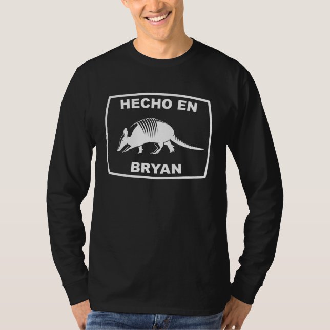 Hecho en Bryan Texas Armadillo Southern State Texa T-Shirt (Vorderseite)