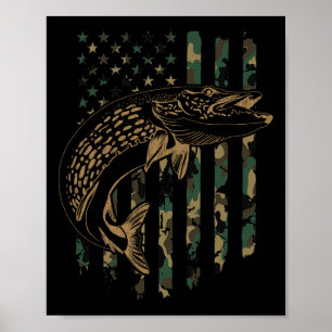 Hechtangeln Amerikanische Flagge Tarnung Muskie Fi Poster