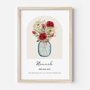 Heckenkirsche Rose Geburtsmonats-Blumenposter Poster