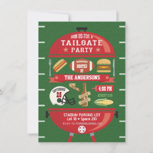 Heckklappen-Party BBQ Football-Einladung Einladung