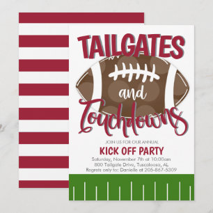 Heckklappen und Touchdowns Football JEDER TEAMFARB Einladung