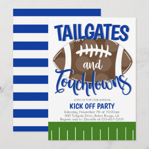 Heckklappen und Touchdowns Football JEDER TEAMFARB Einladung