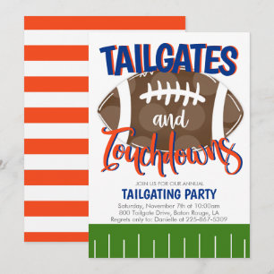 Heckklappen und Touchdowns Football JEDER TEAMFARB Einladung