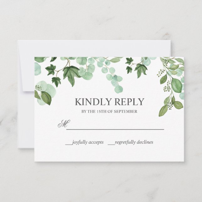 Hedera | Ivy Blätter Navy WEDDING Kindly Antwort (Vorderseite)
