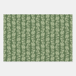 Hedera Ivy Vines - botanisch grünes L_D Muster. Geschenkpapier Set