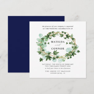 Hedera   Navy Ivy Frame Botanische Hochzeit Einladung
