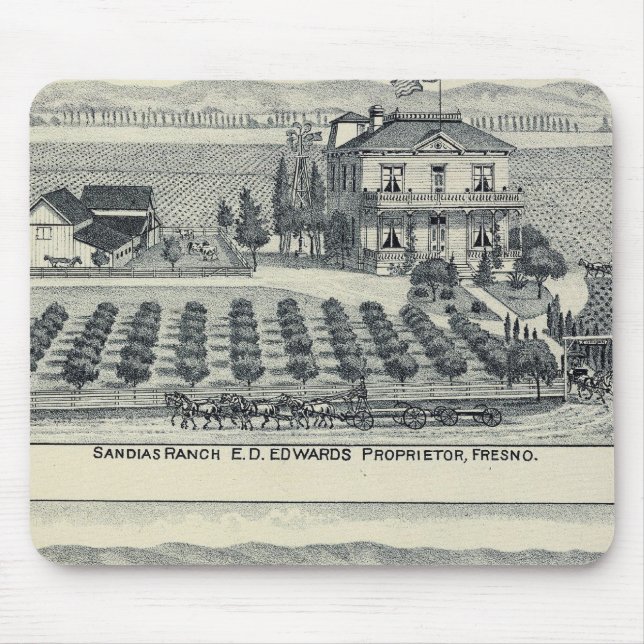 Hedge Row Vineyard, Fresno Mousepad (Vorne)