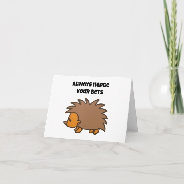 Hedge Your Wetten Igel Funny Gambling Cartoon Karte (Vorderseite)