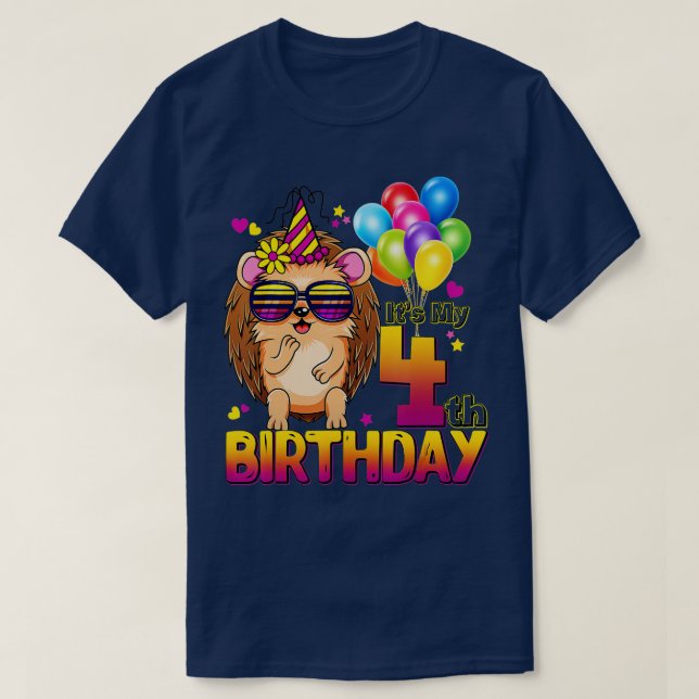 Hedgehog 4th Birthday Shirt 4 Years Old Hedgehog B (Design vorne)