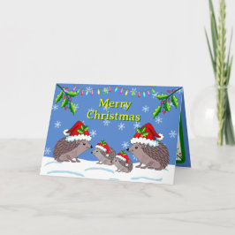 Hedgehog and children Christmas  Card Karte