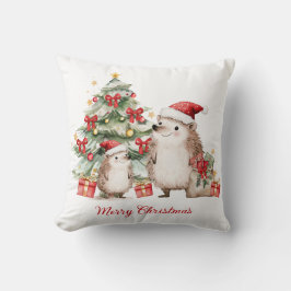 Hedgehog Christmas Tree Presents Kids Kissen