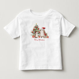Hedgehog Christmas Tree Presents Kids Kleinkind T-shirt