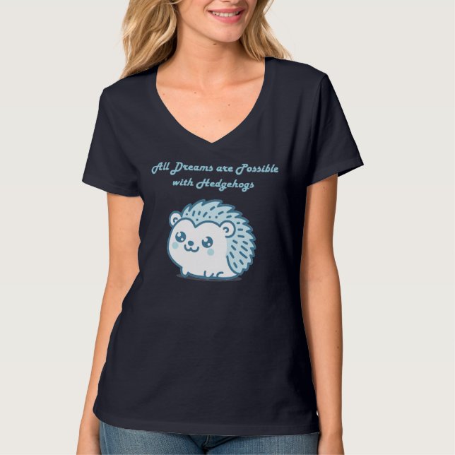 Hedgehog dreams V-neck   T-Shirt (Vorderseite)