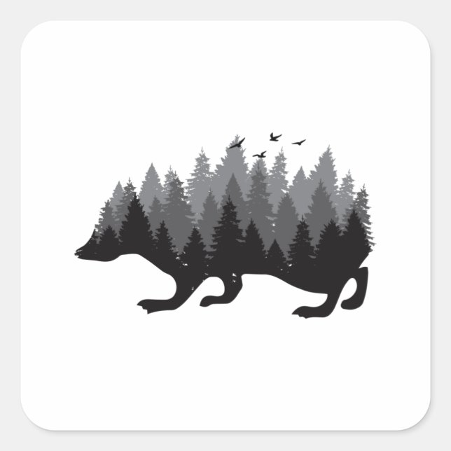 Hedgehog Forest Quadratischer Aufkleber (Vorderseite)