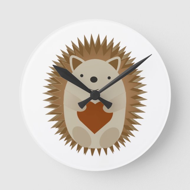 Hedgehog Heart Runde Wanduhr (Vorderseite)