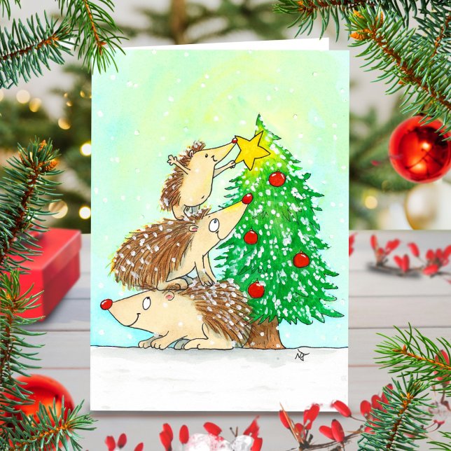 Hedgehog Joyeux Noël carte de voeux par N. Janes (Créateur téléchargé)