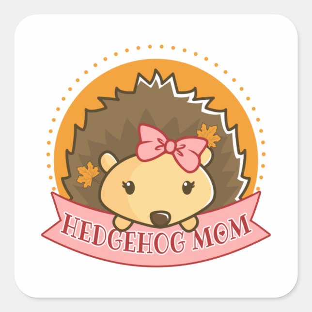 Hedgehog Mom Quadratischer Aufkleber (Vorderseite)