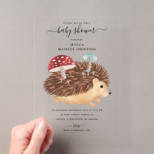 Hedgehog Mushroom Woodland Funny Baby Shower