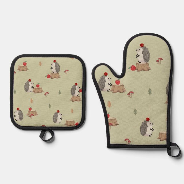 Hedgehog Ofenhandschuh & Topflappen-Set (Vorderseite)