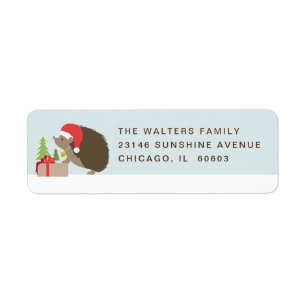 Hedgehog Santa Hat Retourner l'adresse Étiquettes