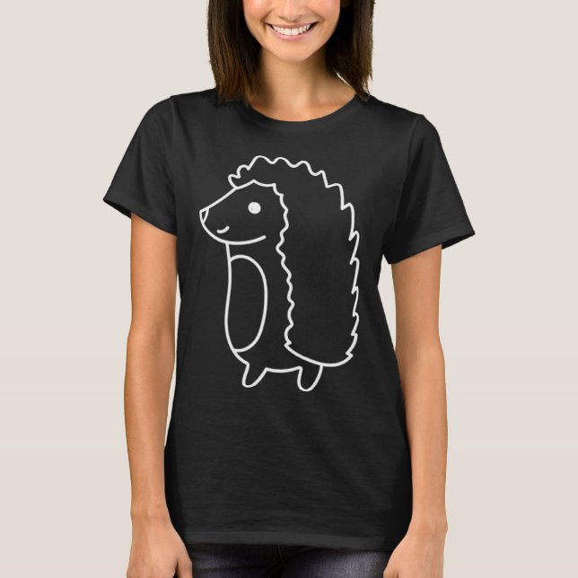 Hedgehog Silhouette Cute Forest Animal Sketch T-Shirt (Vorderseite)