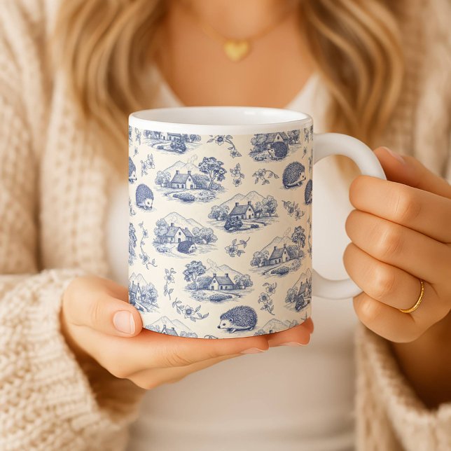 Hedgehog Toile de Jouy Mug Cute Woodland Animal Co Kaffeetasse (Von Creator hochgeladen)