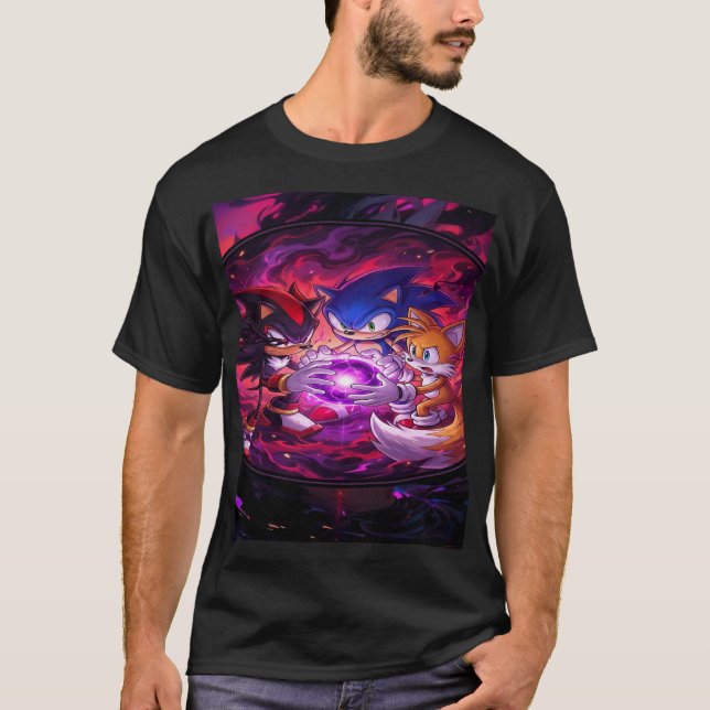 Hedgehog Trio: Chaos Energy Awakening T-Shirt (Vorderseite)