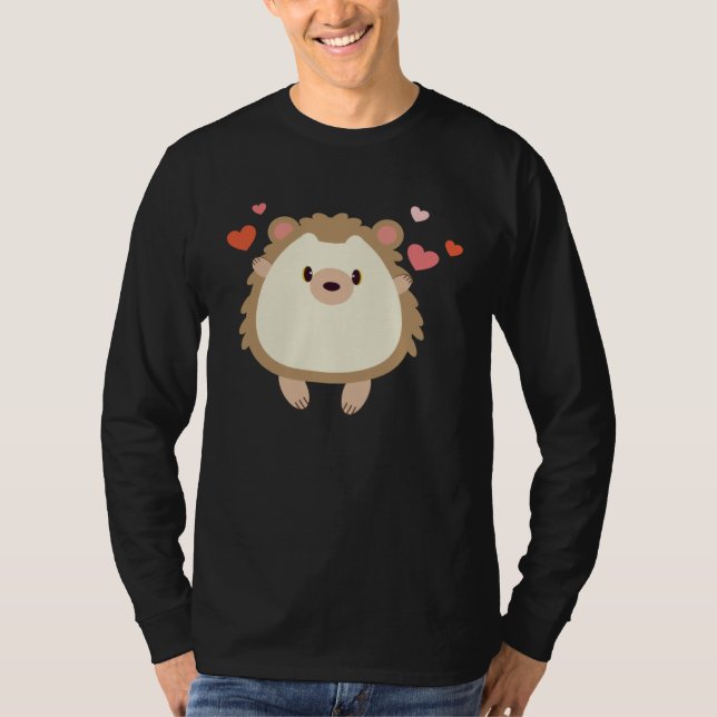 Hedgehog Valentines Day Heart Animals T-Shirt (Vorderseite)