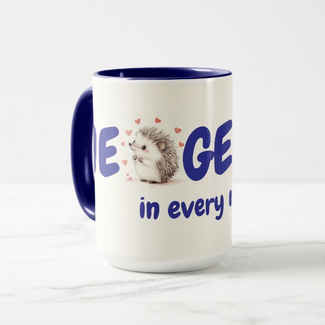 Hedgehugs! 15oz, Niedlicher Igel-Kaffee Tasse (Vorderseite Links)